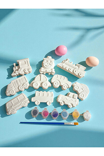 Oyunla Sanat Taşıtlar Çocuk Aktivite Seti Taş Boyama Kendin Yap 12 Parça Set