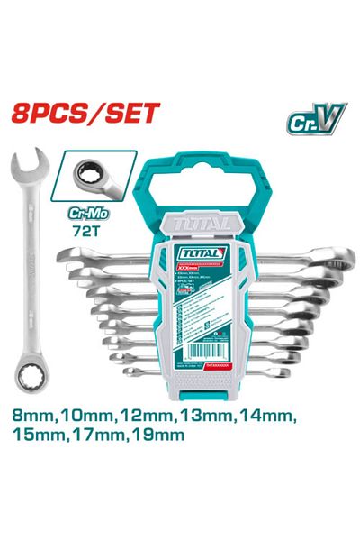 TOTAL Total 8pcs/set Automatic Combination Wrench Set Tht102rk086