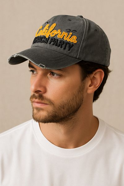 CosmoOutlet Men's California Beach Party Washable Vintage Adjustable Unisex Sports and Casual Gray Color Hat