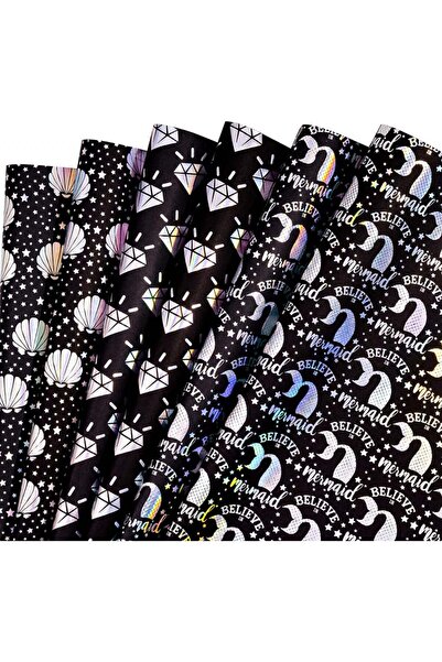 ruspepa Set de 6 coli de hârtie de împachetat, negru/argintiu, 44,5 x 76 cm