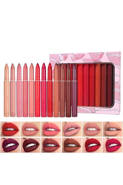 huitich Rotating Waterproof Lip Liner Long-Lasting Nude Lipstick Pen