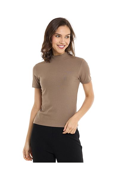 R&B WB HIGH NECK SS RIB TEE 8-18
