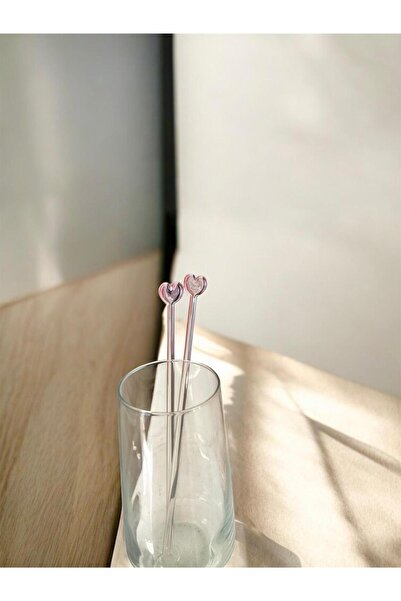 nazarboncuğu Ice Latte Stirring Spoon 1 Piece 21 cm Glass Heart Figured Latte Spoon