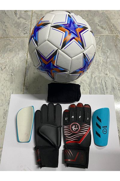 unes 5 NO STAR GLOVE GOALKEEPER SET ومضخة هدية