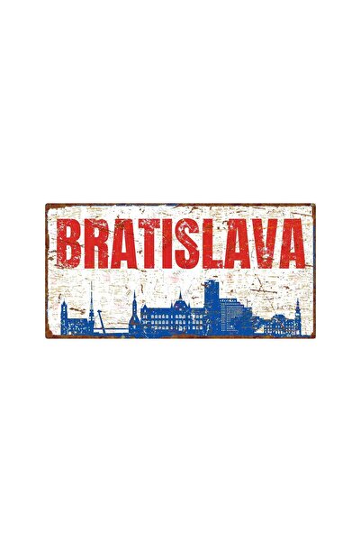 Hayg Equipment Bratislava Şehir Silüeti Vintage Alüminyum Duvar Levhası– UV B...