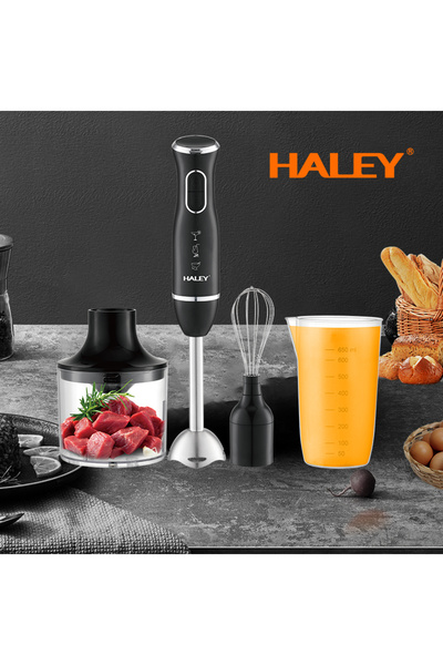 HALEY 4-in-1 Electric Hand Blender, 1600W, Stainless Steel, 2 Speeds + Accessories – Chopper