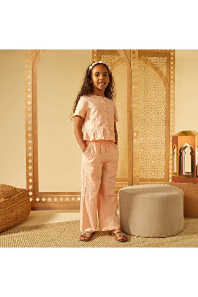 KIABI Cotton gauze blouse with dotted Swiss ORANGE