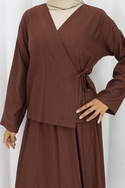 ALLMİRA FASHION Side Tie Kimono Skirt Hijab Double Set