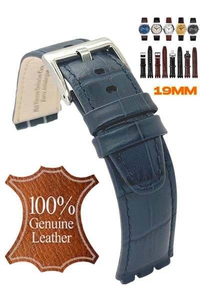 onlinekordon ⌚   Swach Compatible 19mm Genuine Leather Watch Band |   Antiallergic Primer with Disassembly Device and Color Options