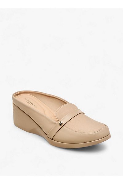 Flora Bella by Shoexpress Solid Slip-On Mules with Wedge Heels