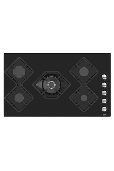 GL GENERAL Built In Steel 5 Burner Cooker, 87x52cm, Total Safety, Auto Fire, Cast iron support, Side Keys