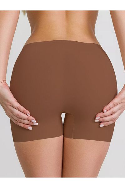 MİSTİRİK Carigna Model Seamless Laser Cut Panties Boxer Flexible Non-Marking Model Brown Color