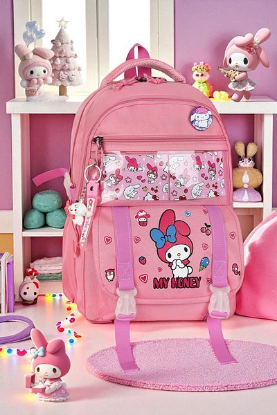 Shopiolog Girl's Primary School Orthopedic Set of 3 Pen Holder Lunch Bag with 3 Compartments Water Bottle