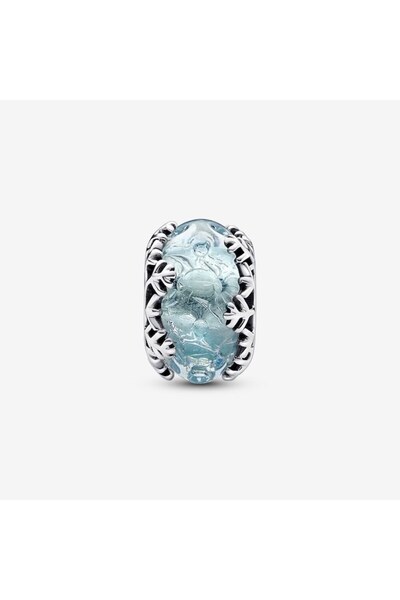 Pandora Talisman cu fulg de nea tip Murano albastru glacial - Argint 925