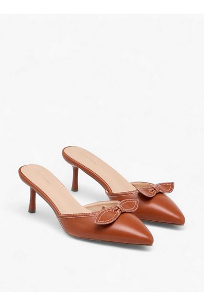 Flora Bella by Shoexpress Women Bow Accent Slip-On Mules with Flared Heels