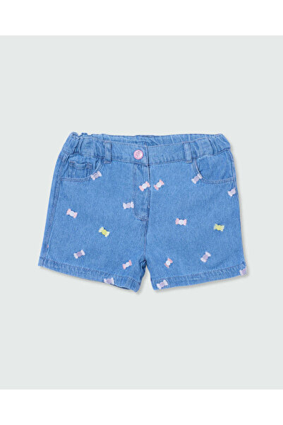 Ovs شورت جينز خفيف مطرز للبنات