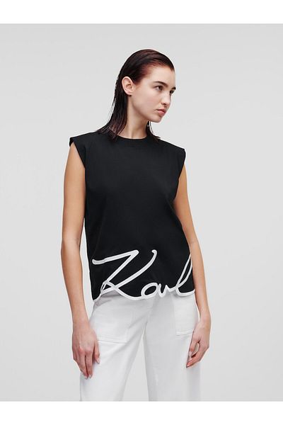 Karl Lagerfeld Tricou Negru Bumbac 100% Logo Print