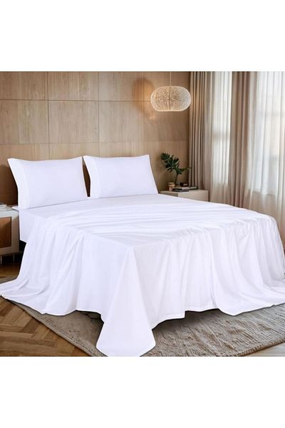 Pucioasa XXL bed sheet 100% cotton percale, 260x280cm, white