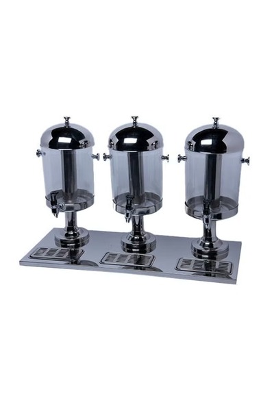 rexa موزع مشروبات ثلاثي أنيق بقاعدة من الفولاذ المقاوم للصدأ، فضي، 25×25×20 سم