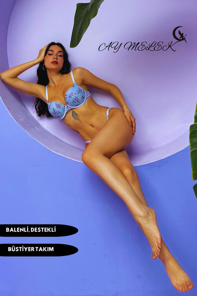 AYMELEK Set sutien cu susținere cu sârmă B-Cap Design floral