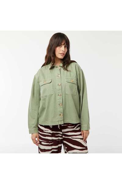 KIABI Denim jacket with golden button fastening GREEN