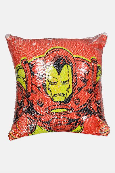 Marvel Man Print Two Way Sequinned Cushion 40 x 40 cm, Multicolor