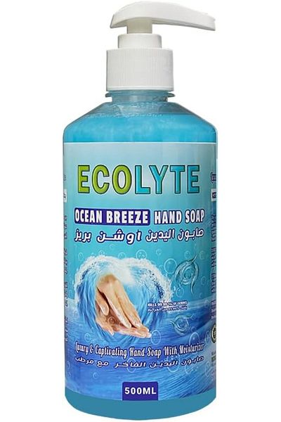 ECOLYTE+ صابون سائل لغسل اليدين للعناية بالبشرة، حماية من الجراثيم والنظافة الشخصية (نسيم المحيط، 500 مل)
