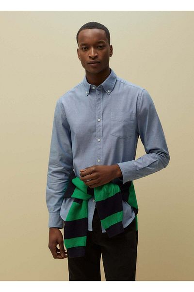 Ovs Piombo Regular-Fit Oxford Cotton Shirt