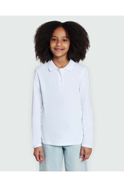 Ovs Girls’ Long Sleeve Polo In White – Classic