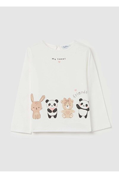 Ovs تي شيرت بأكمام طويلة وطبعة حيوانات