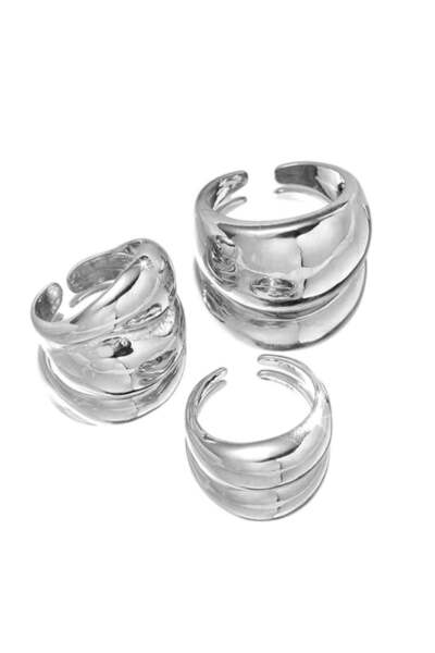 huitich مجموعة خواتم فضية اللون بفتحة غير منتظمة مكونة من 3 قطع