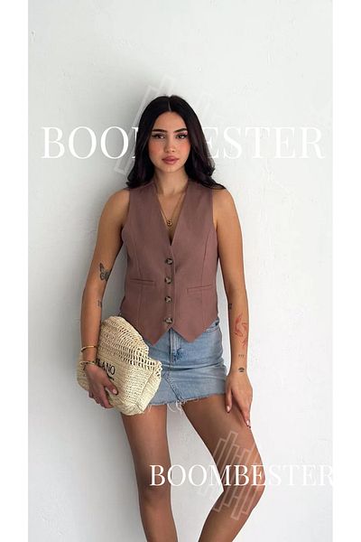 BoomBester Women's Lined Linen Flam Vest