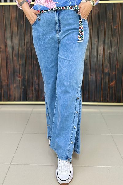 GÖKSEL Crotch Belted Cotton Jeans Large Size