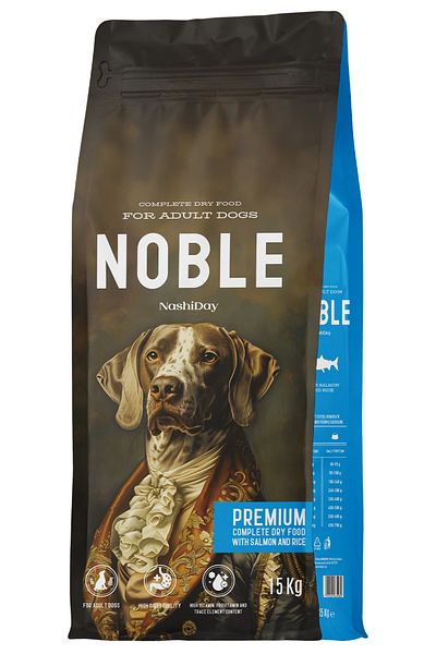 NobleDog HRANA USCATA CAINI NOBLE PREMIUM SOMON SI OREZ 15 KG
