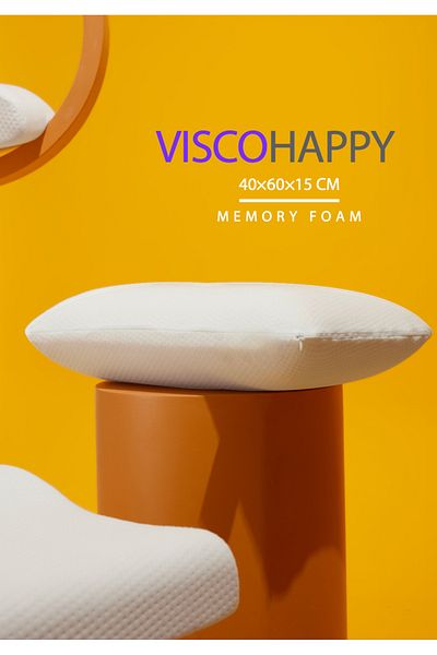 VİSCOHAPPY 100% Visco Odorless Chubby Pillow (Cast Mold) Orthopedic Pillow 40X60X15 (Memory Foam)