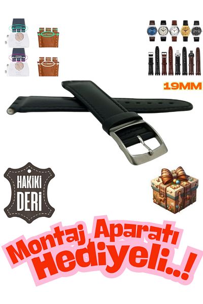onlinekordon ⌚   Swach Compatible 19mm Genuine Leather Watch Band |   Antiallergic Primer with Disassembly Device and Color Options