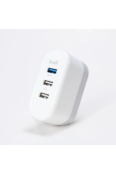 Budi Quick Charging Wall Charger 12W With 3 USB Ports For Fast Charging