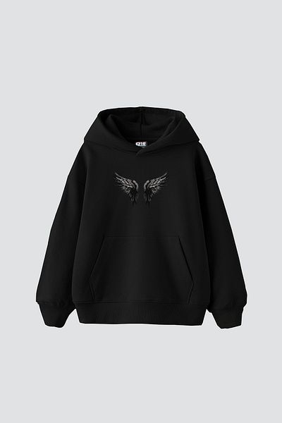 Sekizbiraltı Winget Crown Printed Oversize Unisex Μαύρο Hoodie