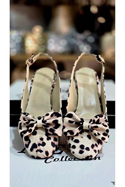 Shoes'n Women's Leopard Patterned Bow Low Heeled Shoes