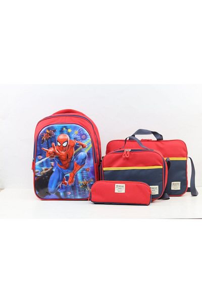 Smart Gate SG-9232 School Carrying Spider-Man 3 Backpack Kids Bundle Red