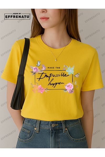 EFFRENATU Plus Size T-Shirt with Floral Print and Distinctive Colors for Women