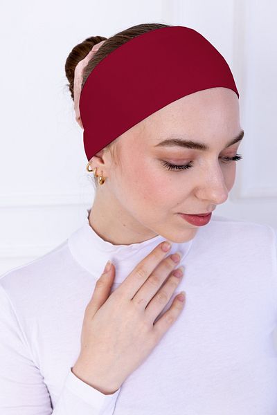 Loggia Non-Slip Bandana Dark Red Non-Slip Silicone Sporty Hair Band - Slip-On Hijab Bonnet