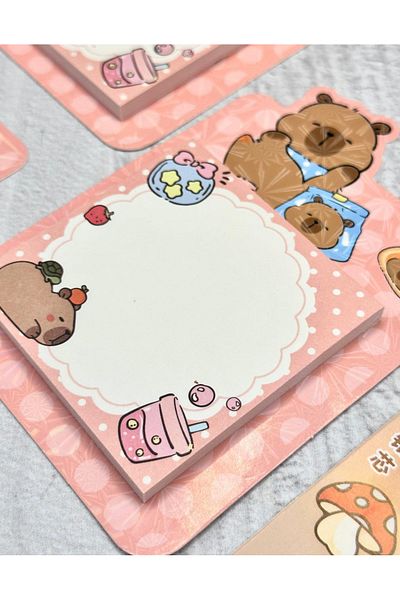 ZeCo Collection Capybara Patterned Pink Dreams Post-It 50 Sheets / Sticky Note / Sticky Note Paper