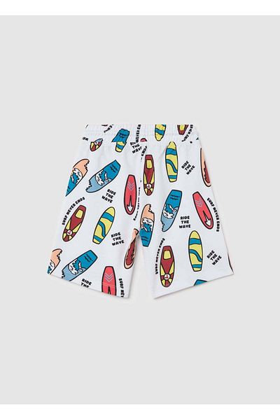 Ovs Cotton Bermuda Shorts With Drawstring And Print