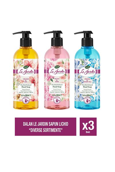 Dalan Le Jardin – Moisturizing liquid soap, various flavors, set of 3 x bottles