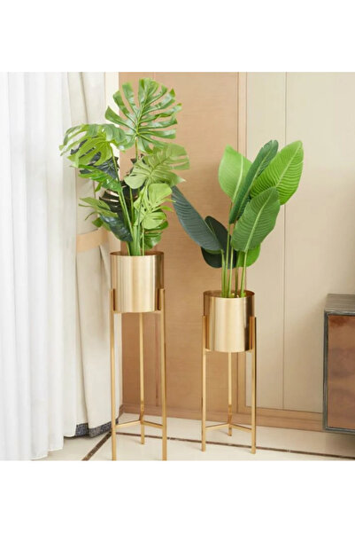 LUXXO Ghiveci decorativ metalic pentru podea, auriu M, 26x26x120cm