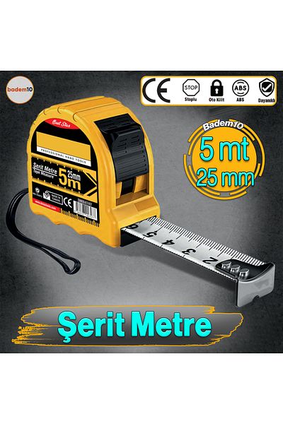 Badem10 Construction Site Tape Measure Shockproof Interlocking 5 Meters X 25 mm Auto Locking Tape Measure Measuring Tool