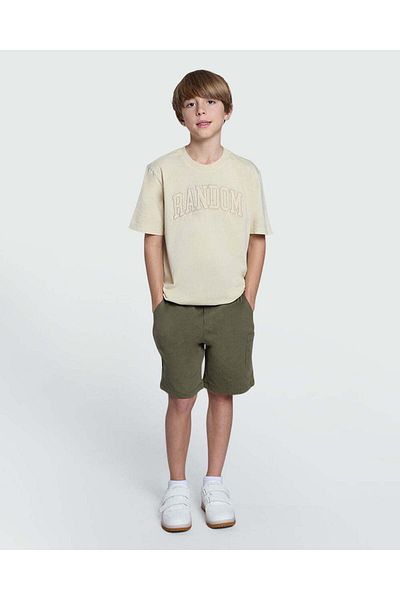 Ovs Boys’ Tee In Brown Rice Garment Washed