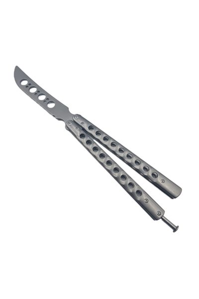 dalimag Butterfly Knife for Training, No Blade, Hole Model, 28 cm, Gray