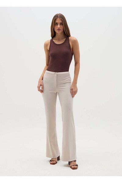Ovs Solid Colour Flare-Fit Trousers